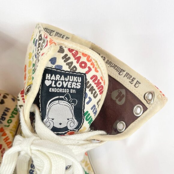 2000s Harajuku Lovers Rainbow Print High Tops sz 7 - Picture 3 of 10
